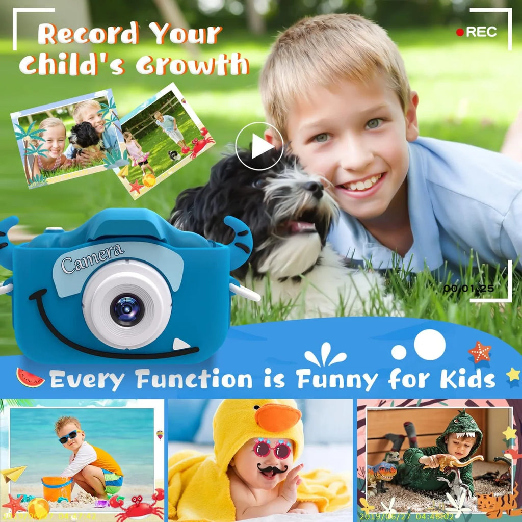 Kids Camera Toy for 3-12 Years Old, Handheld Digital Camera with 1080P Video, Cartoon Stickers & Games.Mini Camera