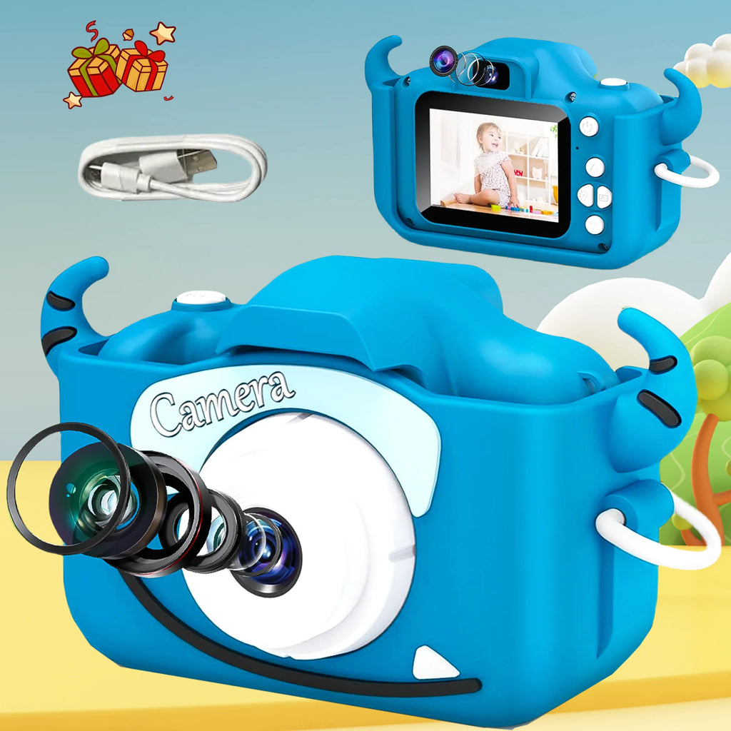 Kids Camera Toy for 3-12 Years Old, Handheld Digital Camera with 1080P Video, Cartoon Stickers & Games.Mini Camera