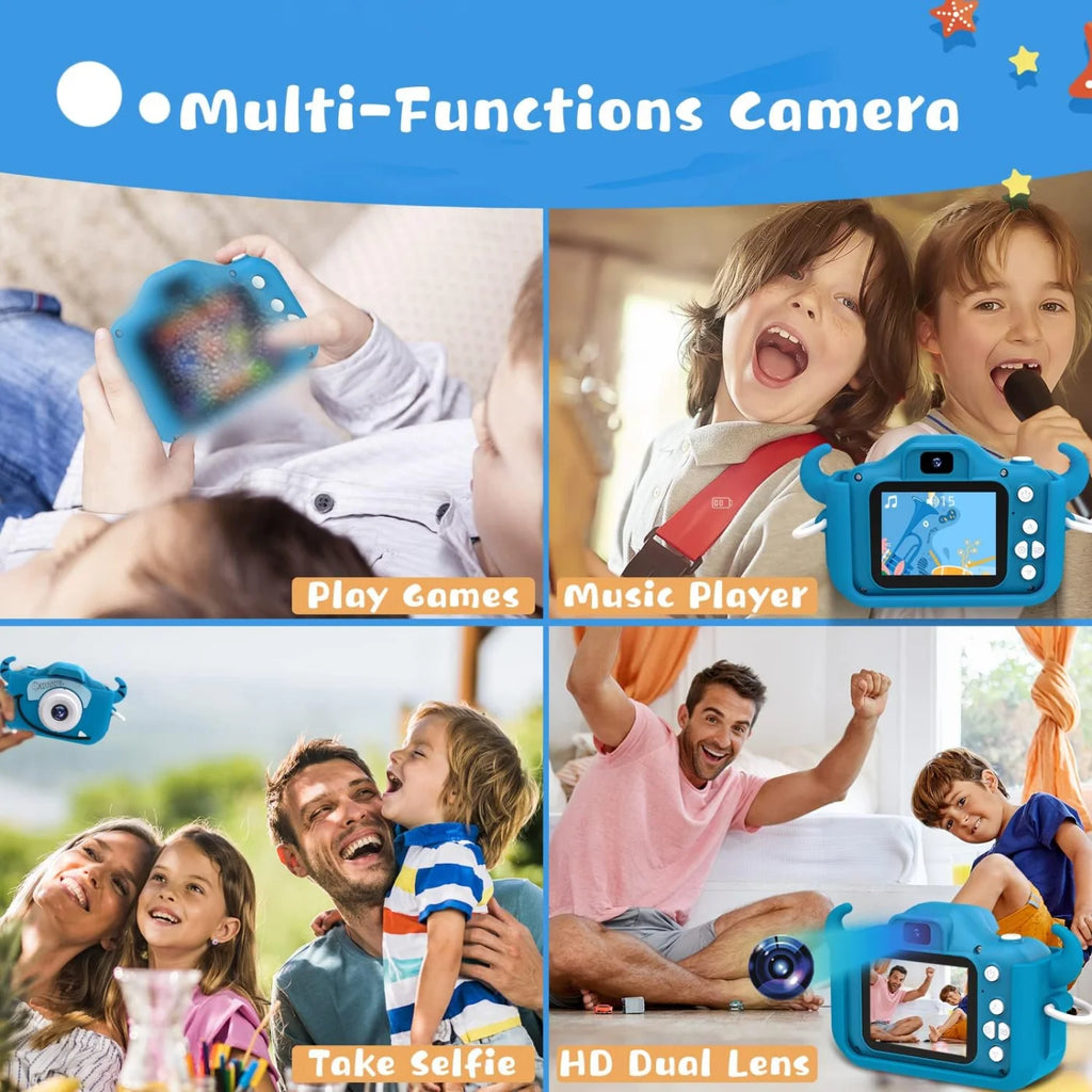 Kids Camera Toy for 3-12 Years Old, Handheld Digital Camera with 1080P Video, Cartoon Stickers & Games.Mini Camera